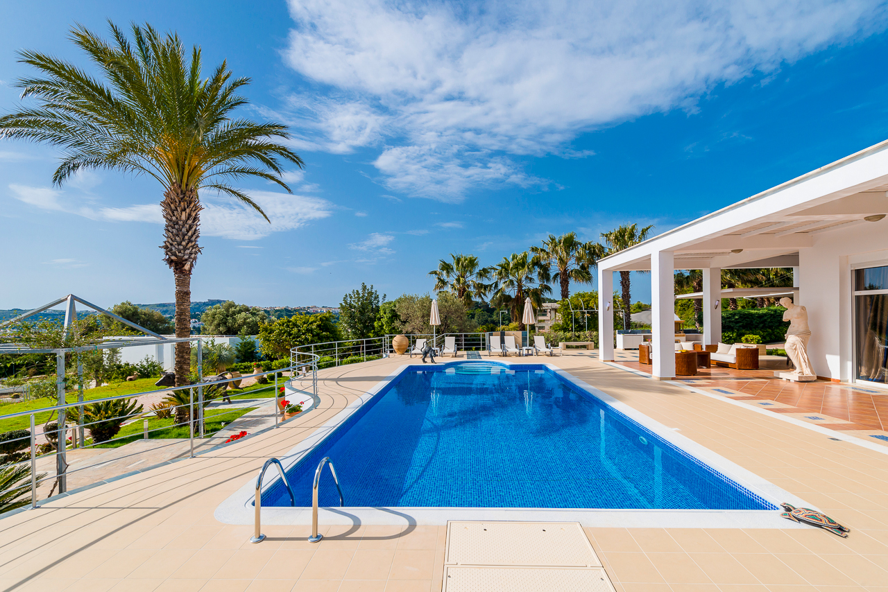Azure blue swimming pool property for sale Rhodes, Greece