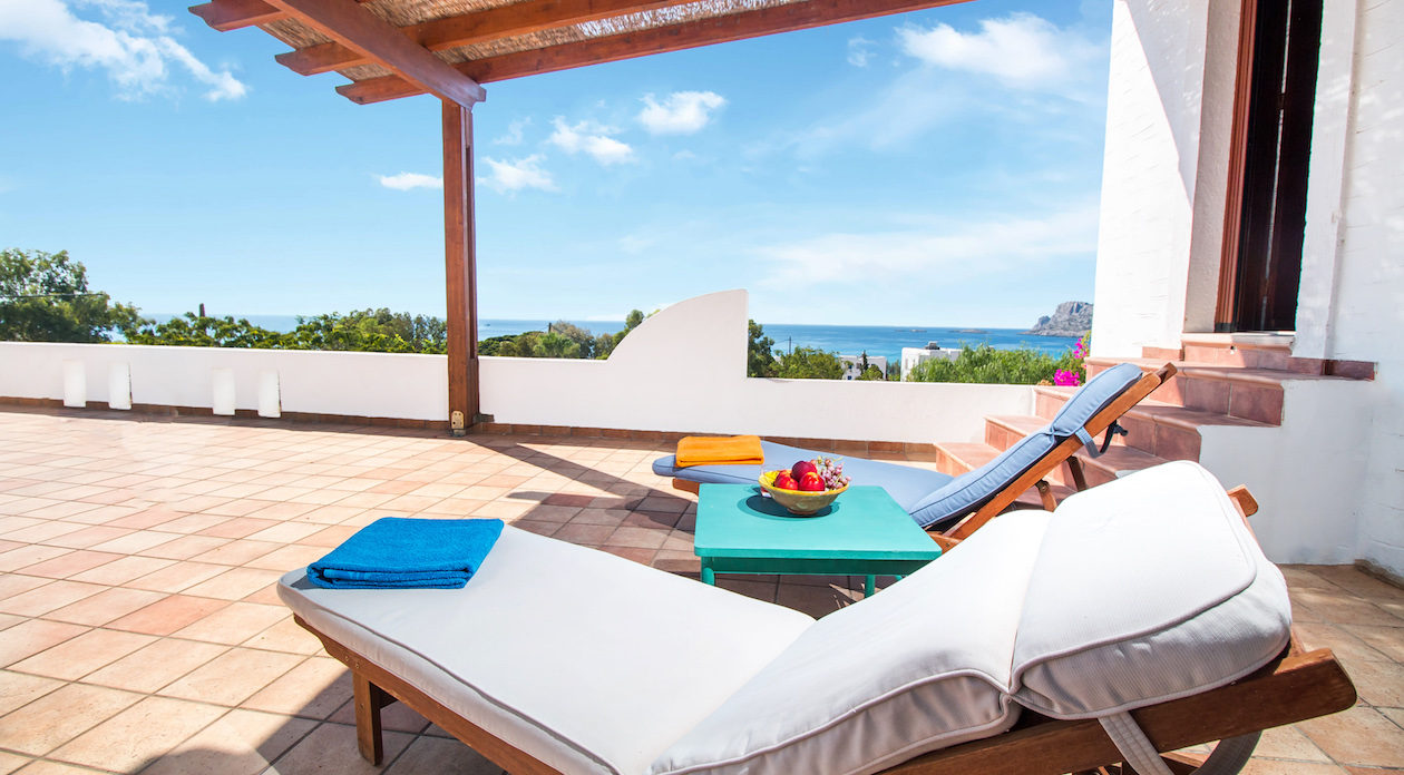 Lay back and relax on the upper terrace property for sale in Rhodes, Greece