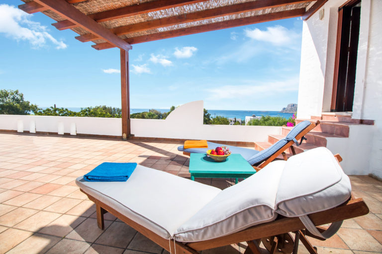 Lay back and relax on the upper terrace property for sale in Rhodes, Greece