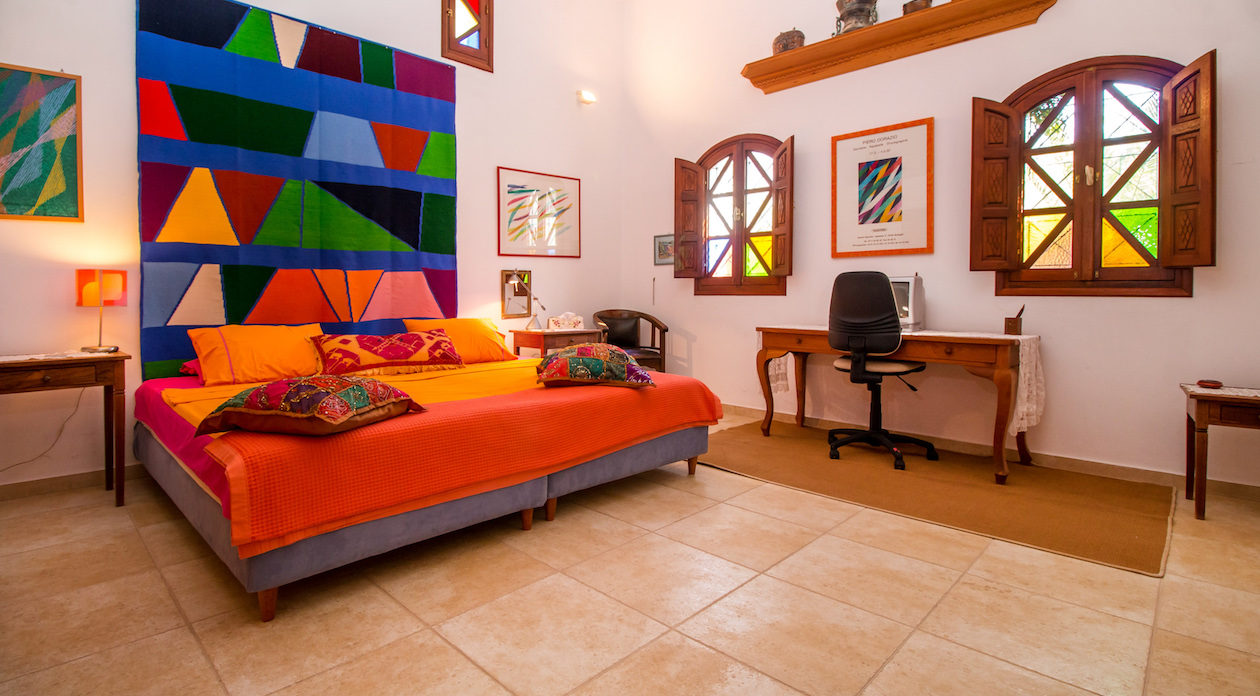 Stained glass windows in double Bedroom property for sale in Rhodes, Greece