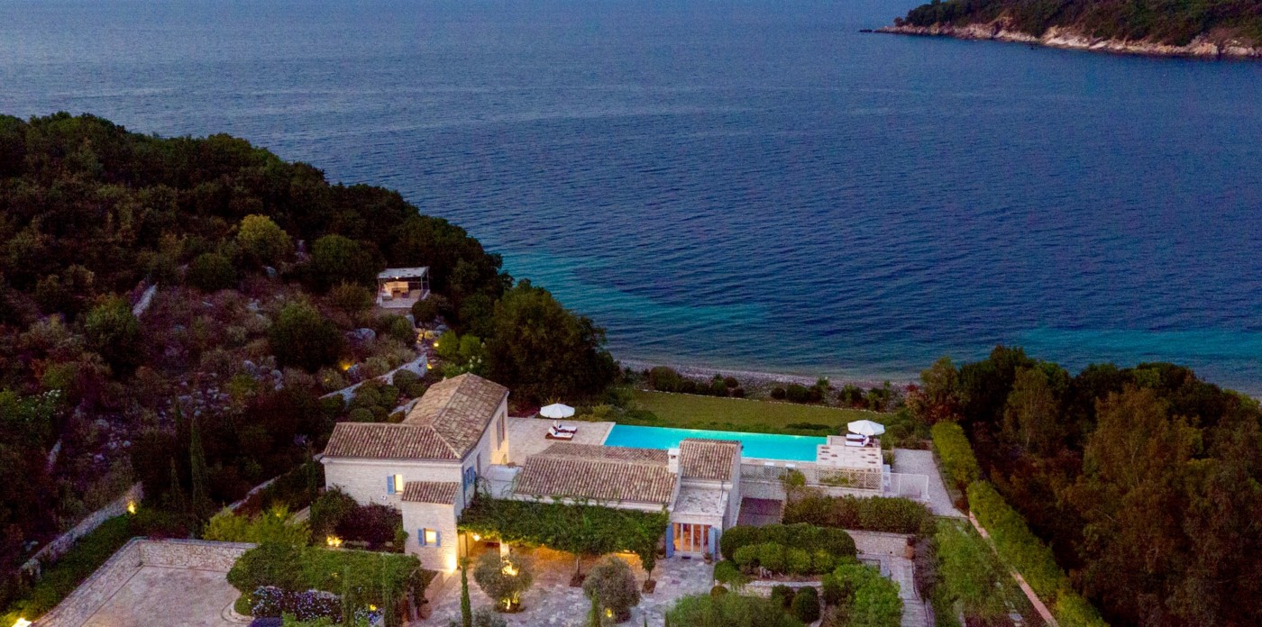 Full view of the Emerald Bay estate, property for sale in Corfu, Greece