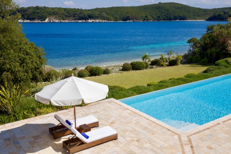 The beach leads into the garden, property for sale in Corfu, Greece