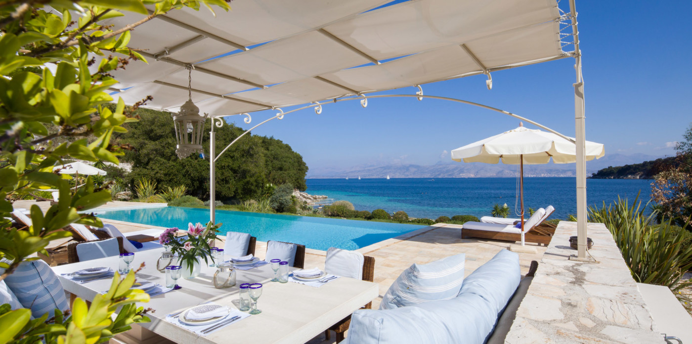 Lovely shady spot for lunch, property for sale in Corfu, Greece
