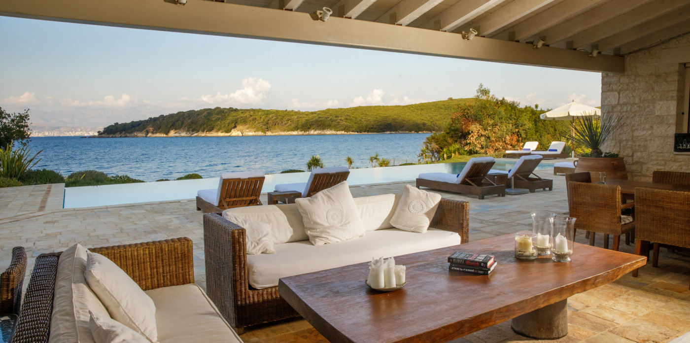 Outdoor living area, property for sale in Corfu, Greece