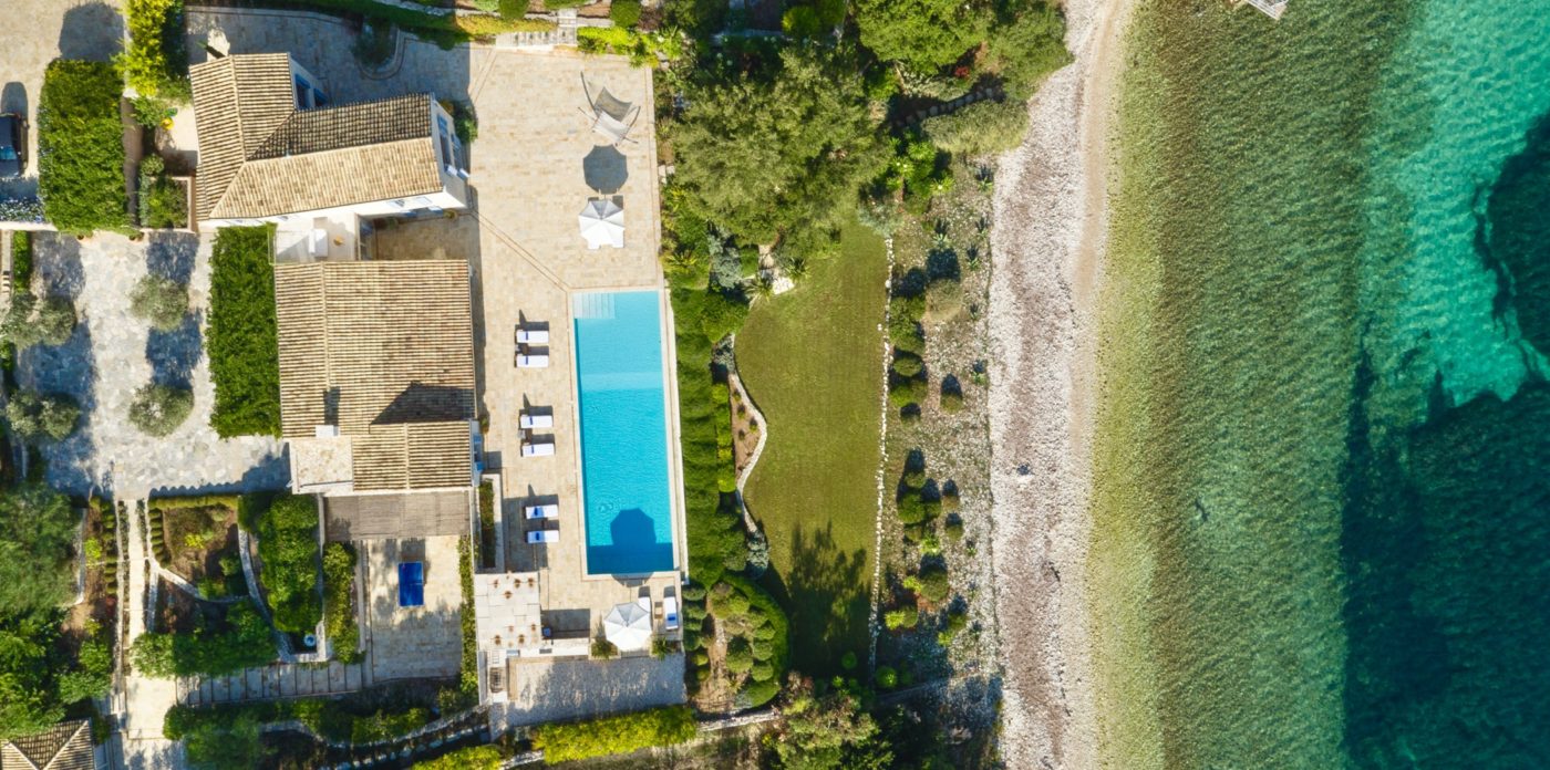 Emerald Bay Corfu aerial views, property for sale in Corfu, Greece