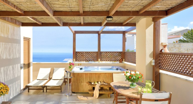 Hot tub with sea views, property for sale in Rethymno, Crete, Greece