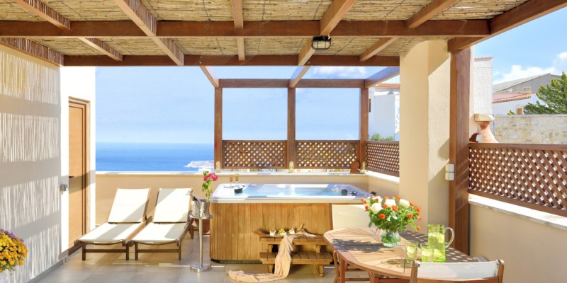 Hot tub with sea views, property for sale in Rethymno, Crete, Greece