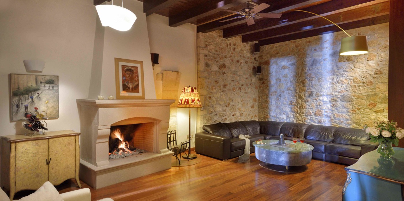 Traditional open fire, property for sale in Rethymno, Crete, Greece