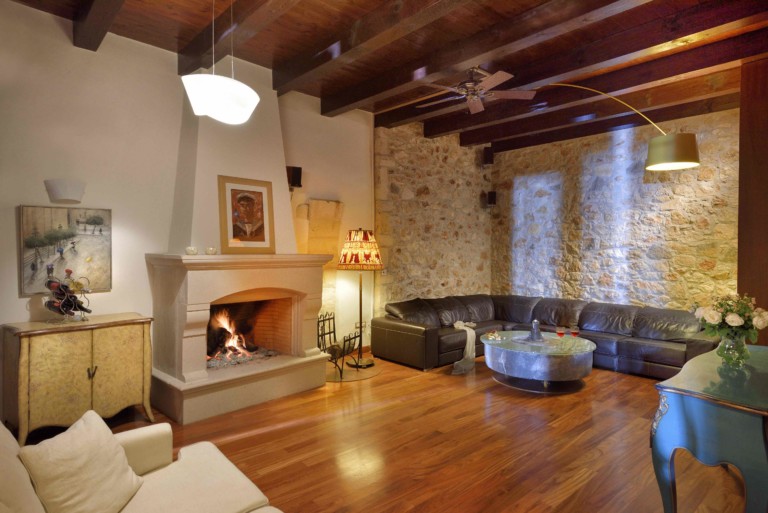 Traditional open fire, property for sale in Rethymno, Crete, Greece