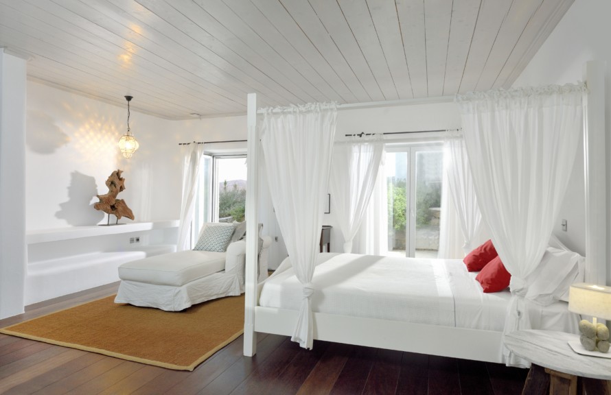master bedroom at Meravigliosa, Mykonos