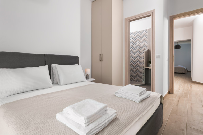 Bedroom with modern ensuite bathroom villa for sale in Rhodes Greece