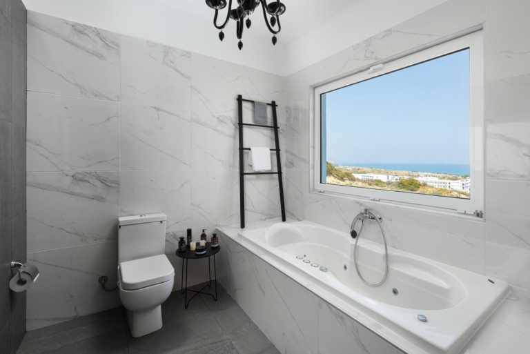 Full bathroom with jacuzzi bath villa for sale in Rhodes Greece