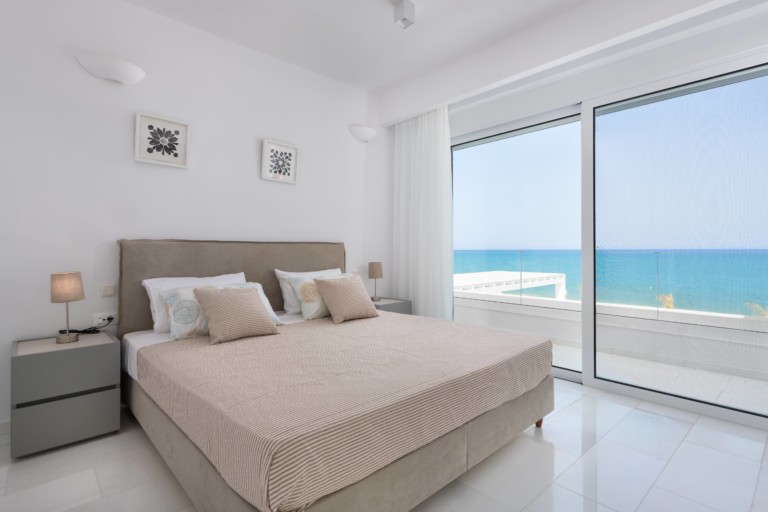 Bedroom with a sea view property for sale in Rhodes Greece