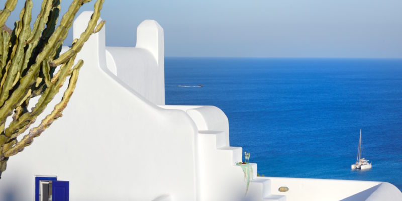 Smooth rounded edges, typical of Mykonian architecture villa for sale in Mykonos Greece