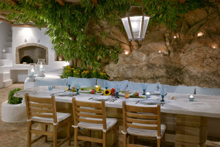 The weather permits dining outdoors all summer long villa for sale in Mykonos Greece