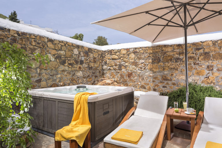 One of the en suites has a private jacuzzi property for sale in Patmos Greece