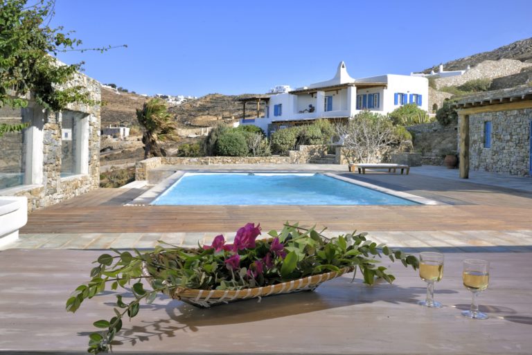 Private pool and outdoor terrace villa for sale in Mykonos Greece