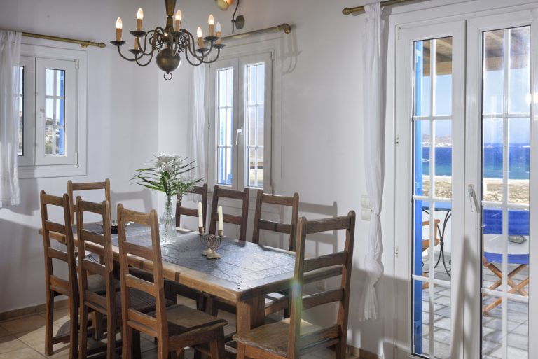 Family dining area villa for sale in Mykonos Greece