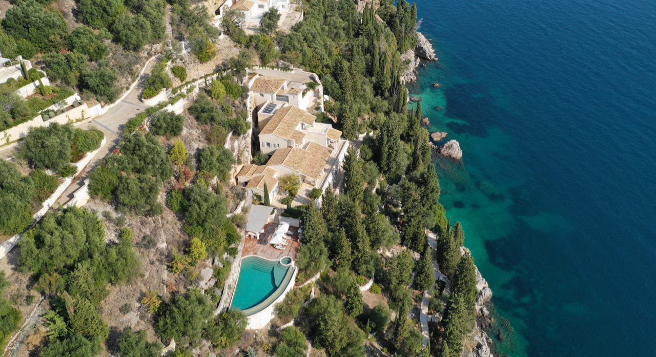 Aerial View of Anassa, a stunning sea view estate, property for sale in Corfu, Greece