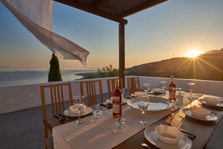 Dinning while enjoying the views, villa for sale in Crete Greece