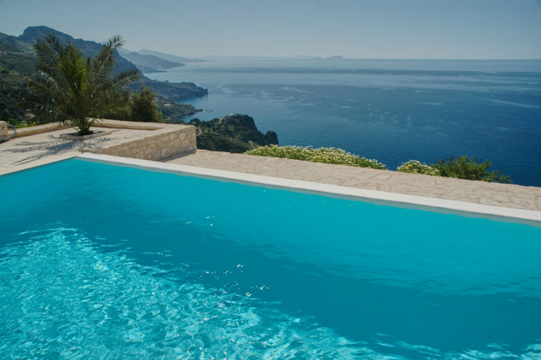 Endless blue pool, seas and skies, villa for sale in Crete Greece