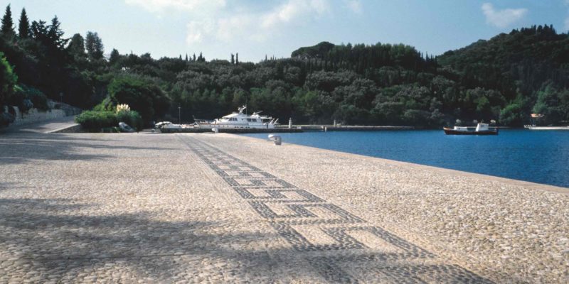 The island's trademark mosaic pier