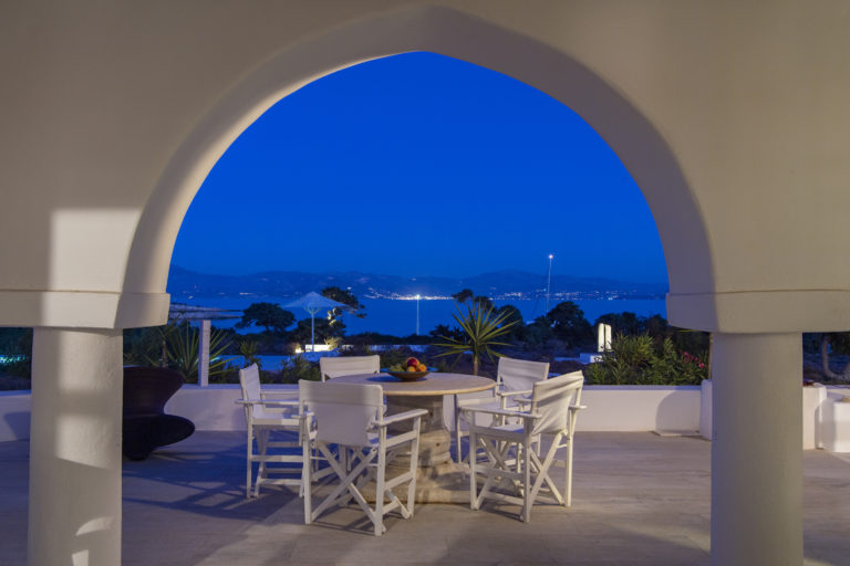 Views from the terrace across the bay, property for sale in Paros, Greece