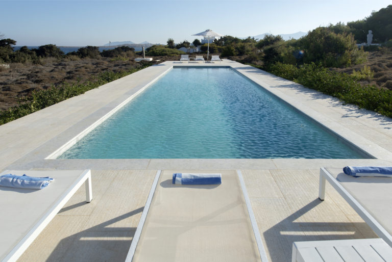 The swimming pool at Sappho, property for sale in Paros, Greece