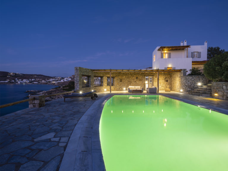 The property at night property for sale in Mykonos Greece