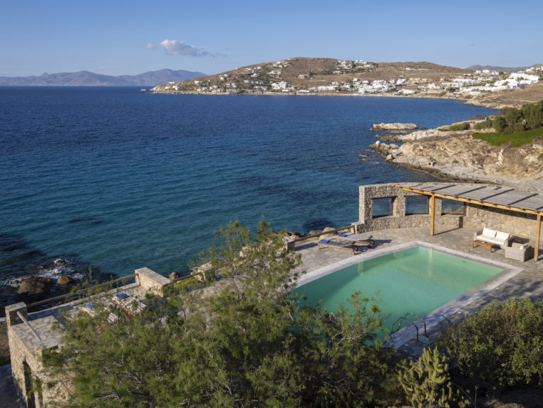 Situated on a rock hill, sea edge property for sale in Mykonos Greece