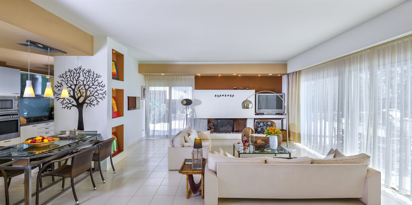 Modern living area villa for sale in Crete Greece