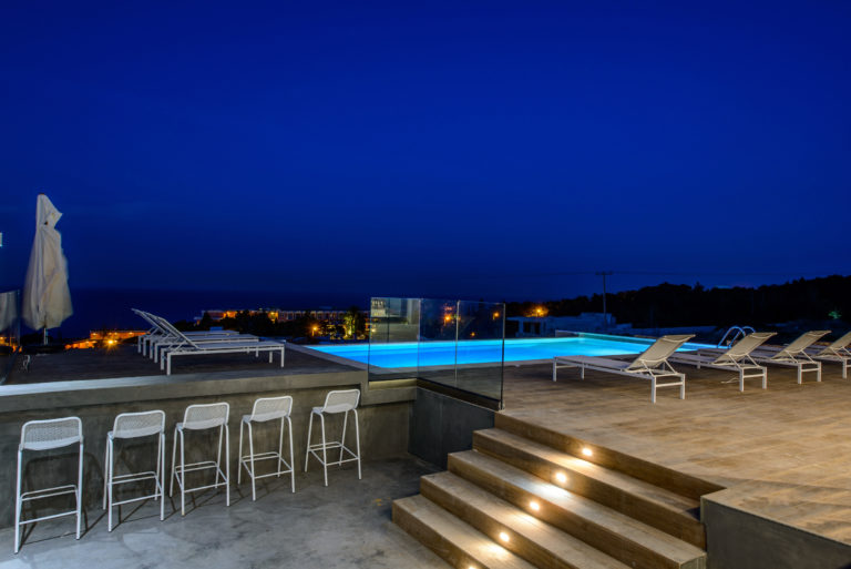 Sit at the outdoor bar and enjoy the evening with views villa for sale in Rhodes Greece