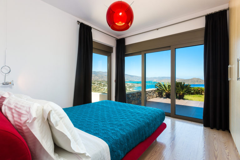 180 degree views from bedroom villa for sale in Crete Greece