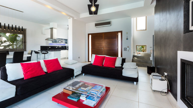 Open plan living area with sea views villa for sale in Crete Greece