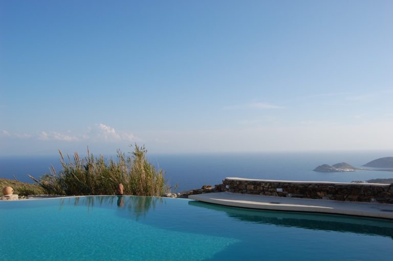 Sea views from the private pool, property for sale in Mykonos, Greece